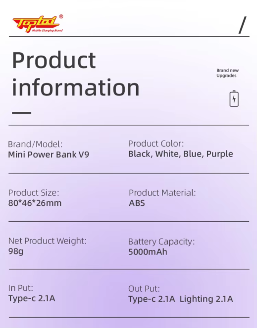 Colors 5000mAh Portable Phone Charger (2)
