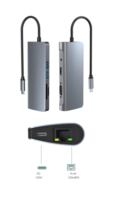 Docking Station HDTV 4K VGA USB Type C Hub (10)