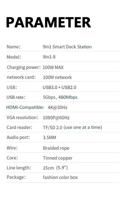 Docking Station HDTV 4K VGA USB Type C Hub (12)