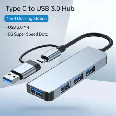 Docking Station Ultra Slim USB Splitter Plug (5)