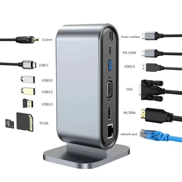 Docking Station with 100W PD USB-C 4K HDTV VGA USB 3.0 (5)