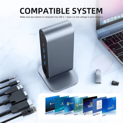 Docking Station with 100W PD USB-C 4K HDTV VGA USB 3.0 (6)