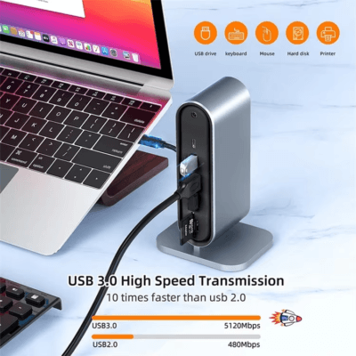 Docking Station with 100W PD USB-C 4K HDTV VGA USB 3.0 (9)