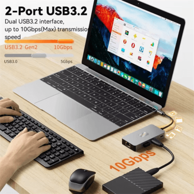 Ethernet USB 3.2 Hub Splitter SDTF Card Reader (10)
