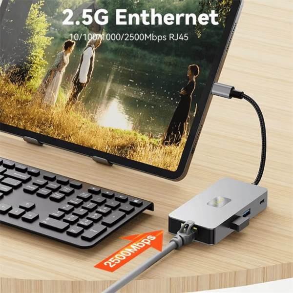 Ethernet USB 3.2 Hub Splitter SDTF Card Reader (11)