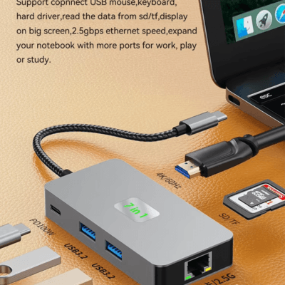 Ethernet USB 3.2 Hub Splitter SDTF Card Reader (7)