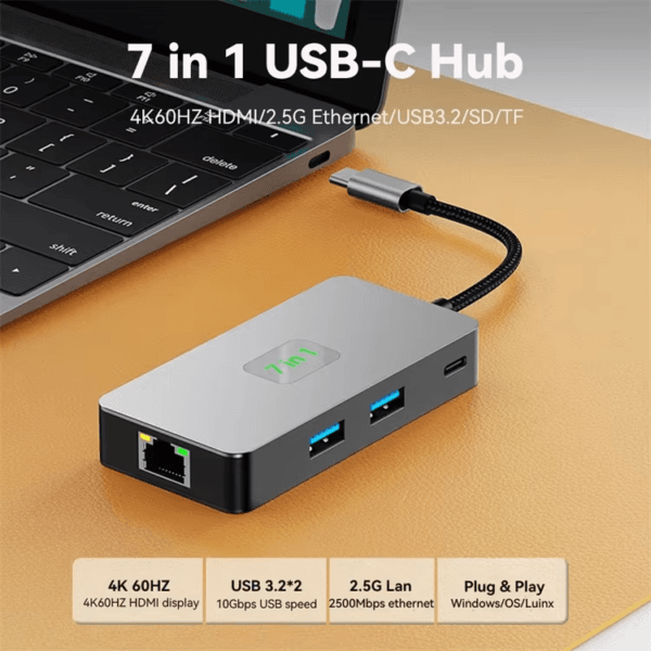 Ethernet USB 3.2 Hub Splitter SDTF Card Reader (9)