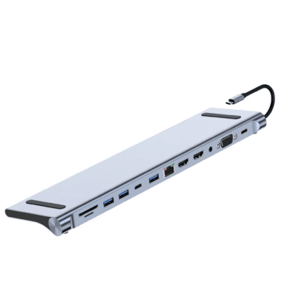 12-in-1 USB Type C Hub With 2 HDTV Multiport Adapter Dock Station USB 3.0 4K HDTV RJ45 SD/TF VGA PD for Laptop MacBook IPad