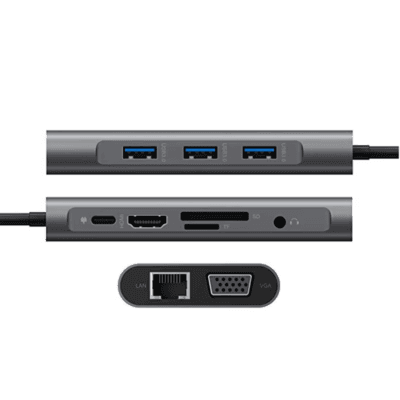 Hub Adapter with 1000M RJ45 Ethernet 4K HDTV VGA (10)