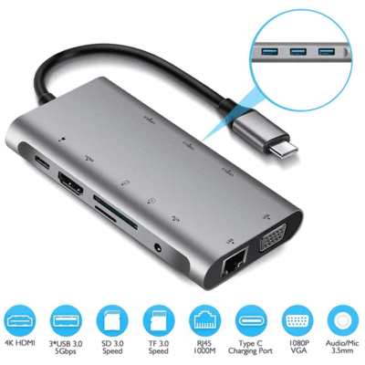 Hub Adapter with 1000M RJ45 Ethernet 4K HDTV VGA (11)