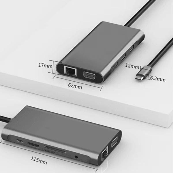 Hub Adapter with 1000M RJ45 Ethernet 4K HDTV VGA (9)