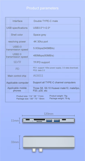 Hub Pd High Speed Adapter Hubs for Macbook (7)