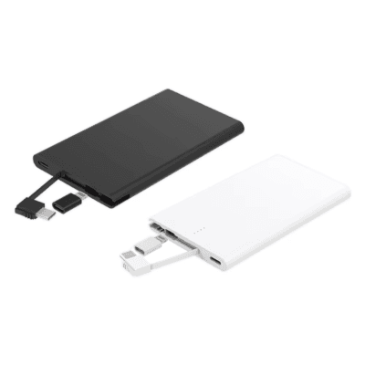 Type C Credit Card Power Bank  5000mAh Pocket Battery Charger Built in Cables Slim Power Banks & Power Station