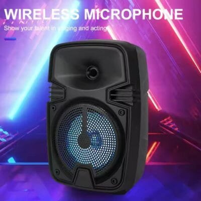 Portable Rechargeable LED Speaker with USB FM Radio 4-inch Woofer Travel Comfort Rechargeable