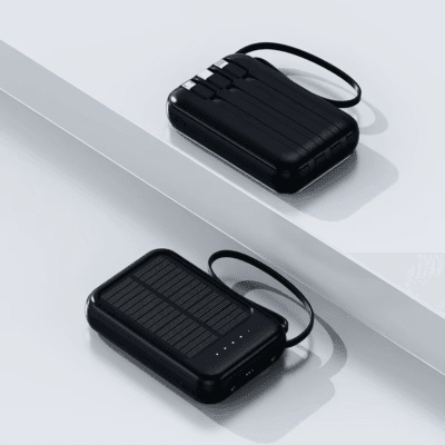 Outdoor Portable 10000mAh Solar Power Banks Slim Mini With Charging Built-in 4 in 1 USB Cables 10W Travels Mobile Power Supply