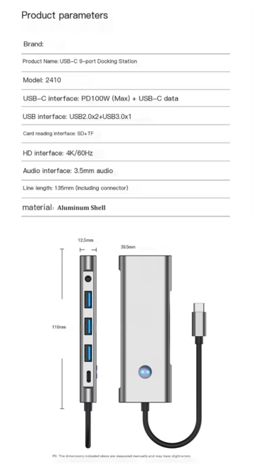 Usb TYPE C to HD Adapter Docking Station (8)