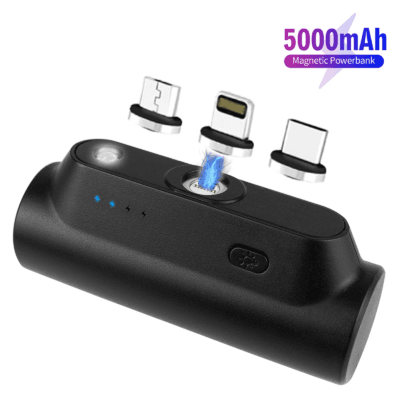 Wholesale Portable 5000mAh Power Bank for All Mobile Phones With High LED Light Customize Universal Power Banks Magnetic Battery