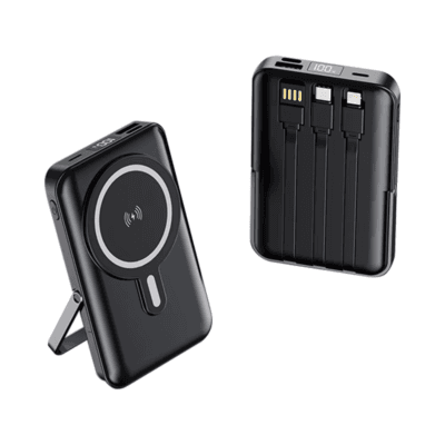 Custom Logo Magnetic Battery Pack 10000mAh Wireless Fast Charge Battery Pack With Metal Holder for IP Android Magnetic Power Bank